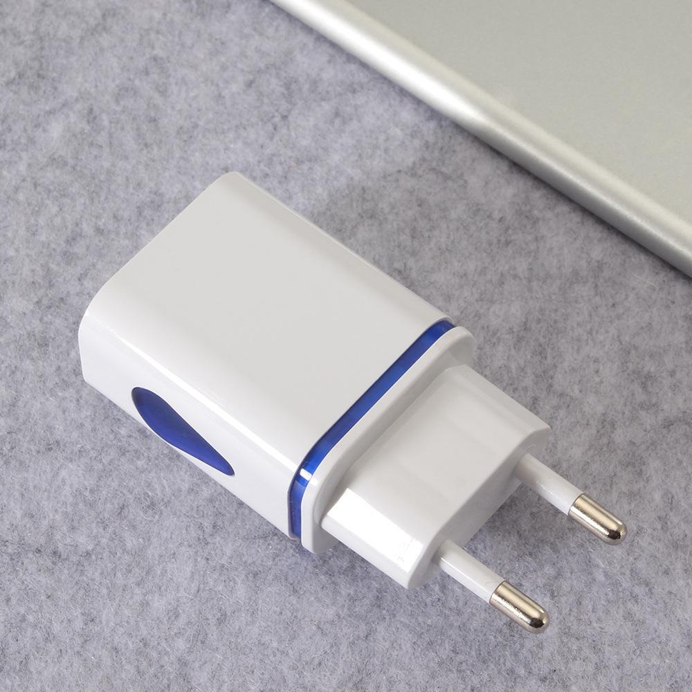 5V 2.1A EU Plug Dual USB Charger Waterdrop Design Travel Home Office Adapter Smart Fast Wall Charger for IPhone Samsung Smartphones Tablets
