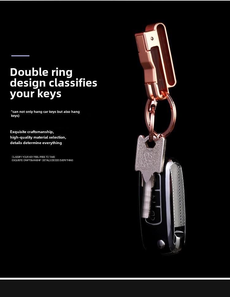 Zhongbang Men's Creative Metal Double Ring Detachable Anti-Lost Car Keychain Pendant