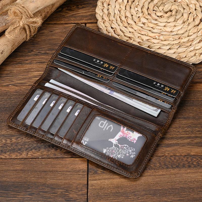 Men's Long Wallet, Genuine Leather Wallet with Multiple Card Slots, Wallet Clip with Layered Cowhide, 20% Discount Wallet, Popular Card Bag