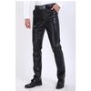 Men Slim Fit Korean Style Pu Leather Motorcycle Casual Long Pants