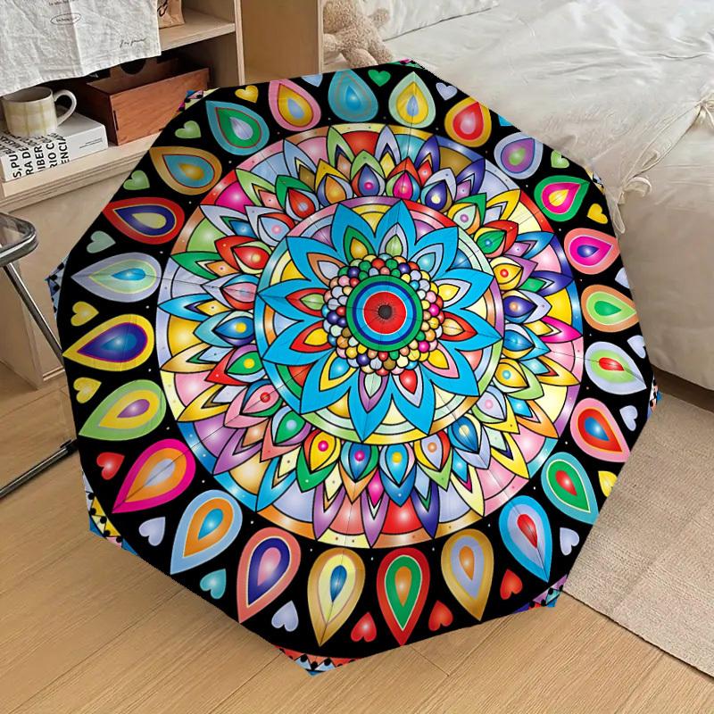 1pc Mandala Art Automatic Umbrella Durable Iron Frame & Plastic Handle, Gift for Men & Women, Sturdy Construction yy250905143