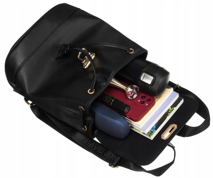 Women's urban backpack with a flap made of eco-leather - David Jones