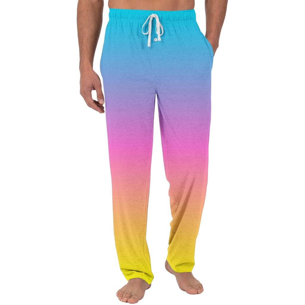 Herren Freizeit-Pyjamahose mit Taschen | Krawatte, Farbverlauf bedruckt, Leinwandbindung, lockere Passform elastischer Bund für Zuhause