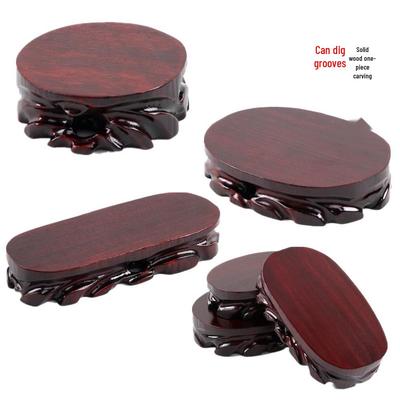 Junran Solid Wood Carved Base for Buddha Statue, Vase, Bonsai, or Teapot Display
