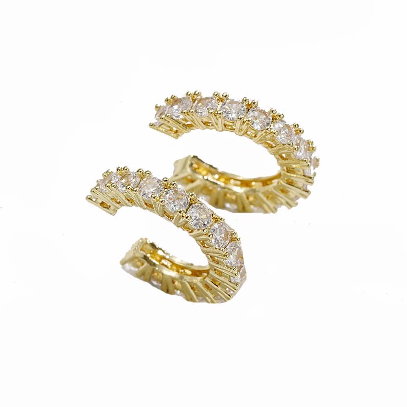 Vintage Gold Color C-Shaped Ear Clip For Women Punk Hip Hop Metal Round Geometric No Piercing Ear Cuff Jewelry Party Gift