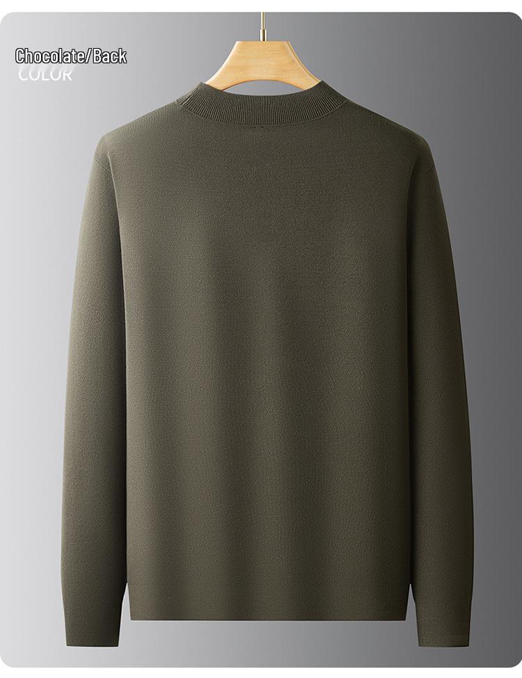 2025 Autumn Men's Plus Size Thick Knit Pure Color Long Sleeve Hoodie