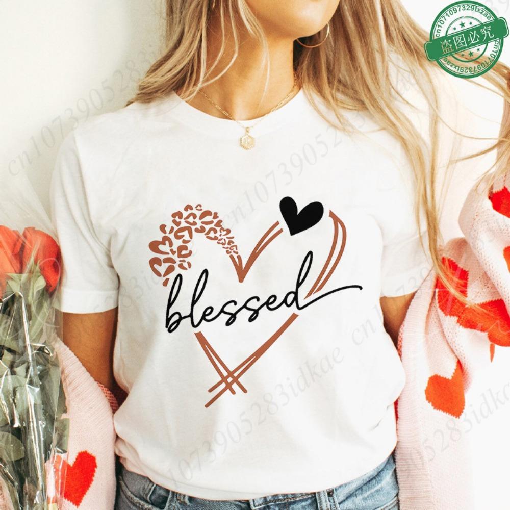 T-shirt Floreale Croce Benedetta da Donna, Maglietta Grafica con Fiori, Top Estivi a Maniche Corte con Scollo O Y2k, Abbigliamento Estetico Femminile per la Fede