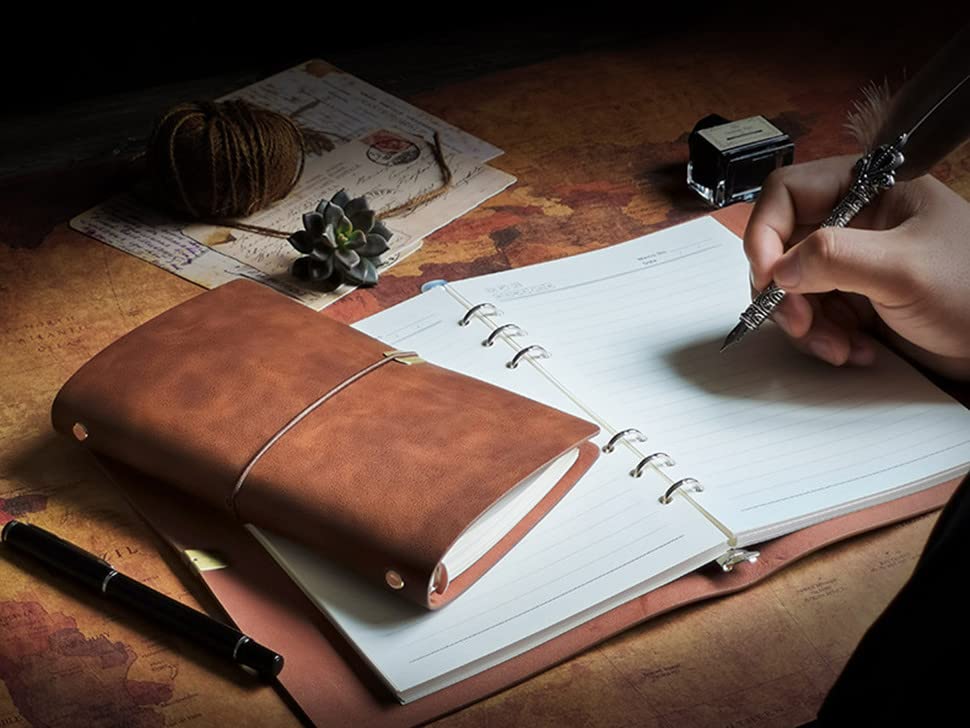 BazingaLife System Memo Business A5 Standard Business Office Office Heavy PU Graduation Brown High-end Planner, Notebook, Pad, Diary, Planner, Type,