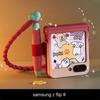 Etui do Samsung z flip6 Urocze Etui na Telefon do Samsung Galaxy Z Flip6 ze Stylusem, Kawaii Etui z flip 6 3D Królik Senny Kolor Czerwony Różowy Pokrowiec