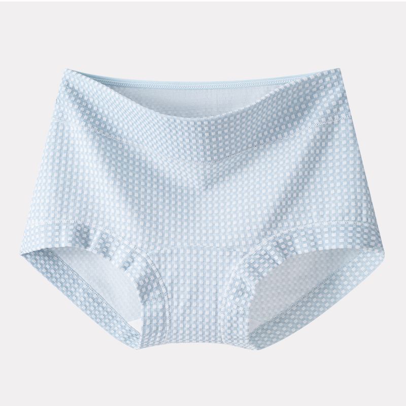 Ladies Spring and Autumn Check Pattern 10A Antibacterial Extended Crotch Belly Lift Hip High Waist Triangle Briefs