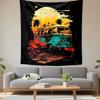 Retro Van with Sunset and Palm Trees Patterned Tapestry Decorative Wall Hanging, Home Bedroom Living Room Decor