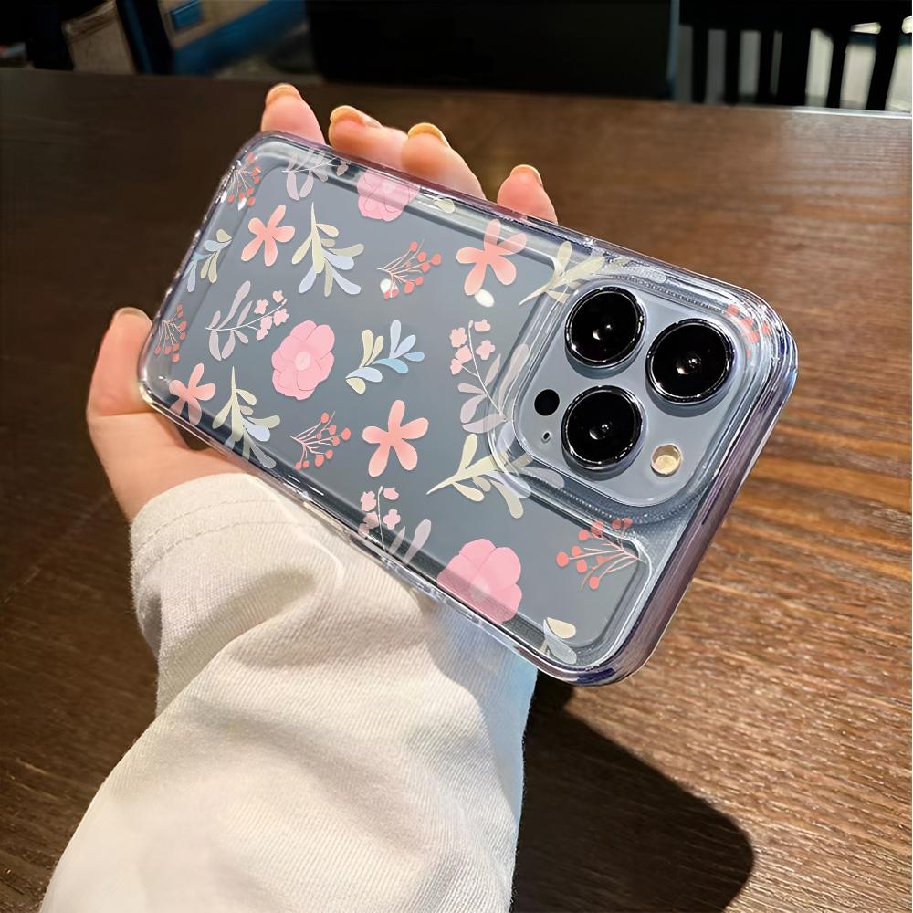Phone Case For Iphone 17 16 Pro Max 15 14 13 12 11 Plus 16 17 Soft Cover Pink Flowers For Iphone Air Case Cover