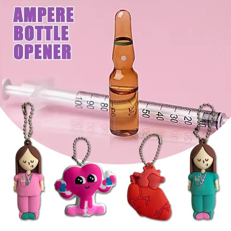 1PCS PVC Ampoule Bottle Opener Keychain Syringe-Shaped Cutter Nurse Doctor Aid Medication Vial Breaker Tool