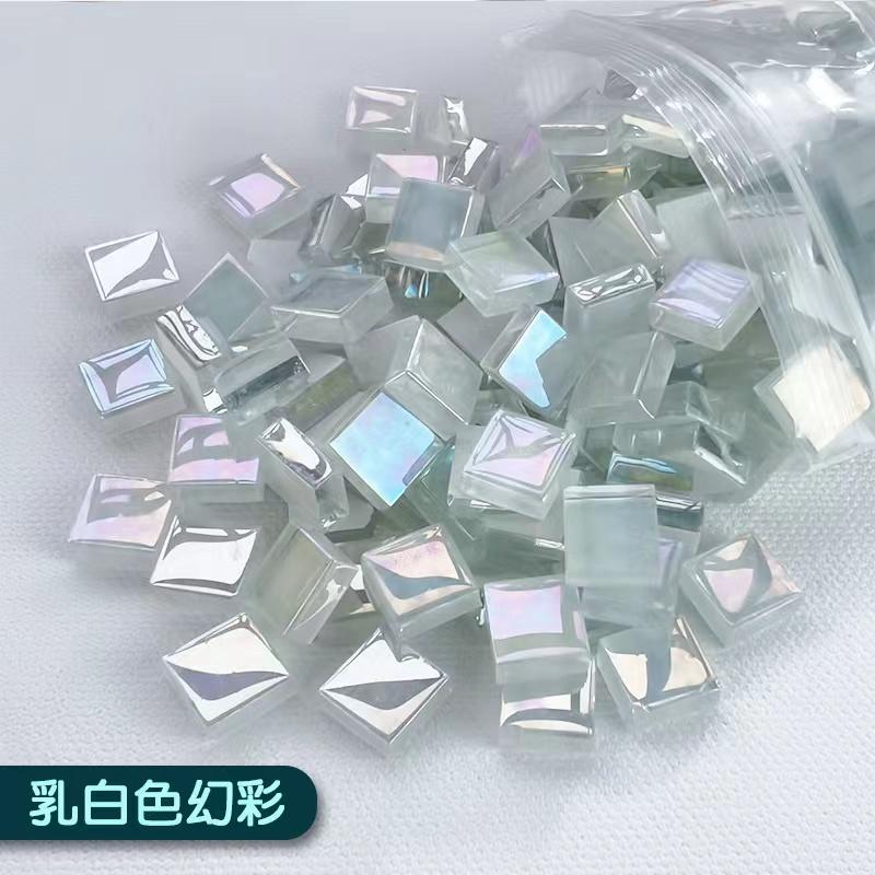 100g Mixed Mosaic Pieces Assorted Color Square Glitter Glass Mosaic Tiles for DIY Crafts Supplies Blue Purple Green Arte