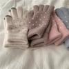 Adorable Knitted Wool Gloves with Touchscreen Functionality Warm Fleece-lined Cycling Gloves