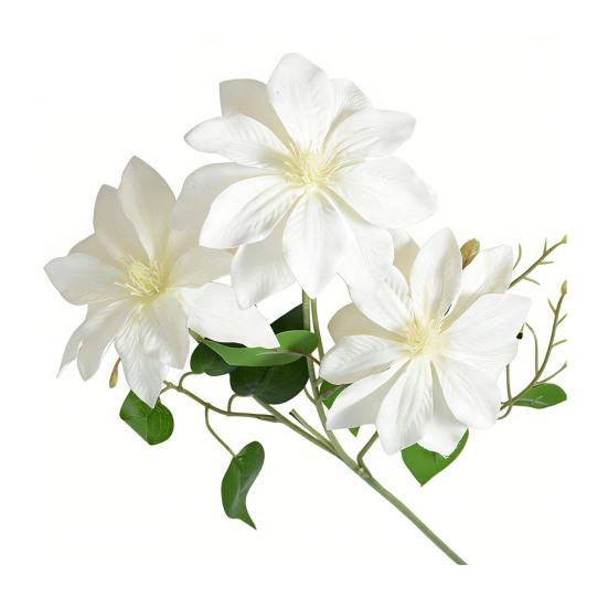 Artificial Clematis Flower 27.5" Long Stem Fake Silk Flower Branches with 3 Heads Blooms for Vase Indoor Home Table Decor Floral Arrangement