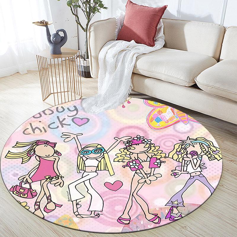 Groovy Chick,Round Area Rug,Carpet Rug for Living Room Bedroom Sofa Playroom Decor,Non-slip Floor Mat