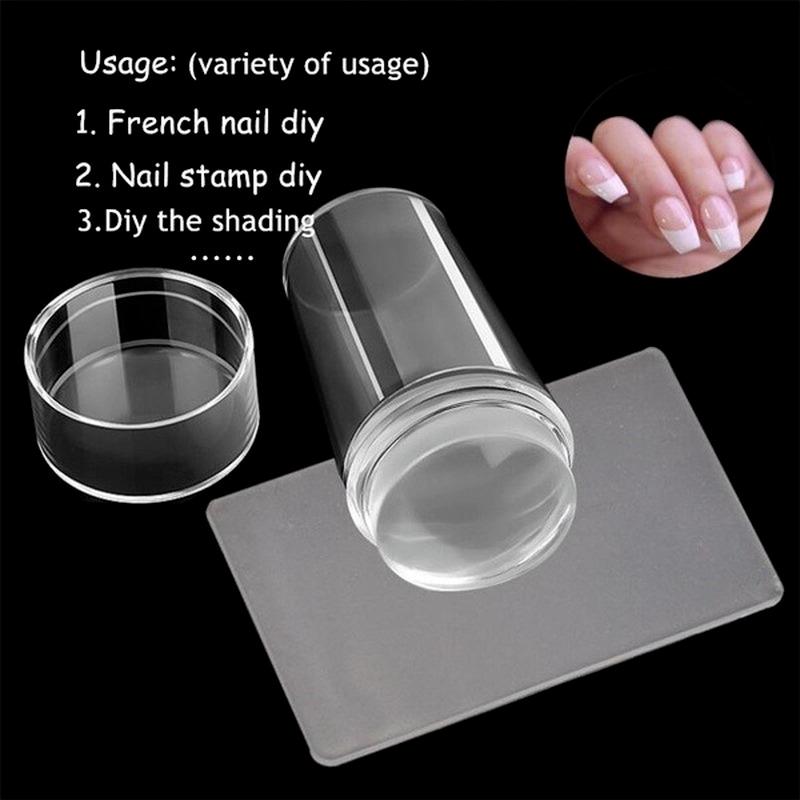 Nail Stamping Plates Pure Clear Jelly Nails Art Stamper Scraper Set Print Silicone Marshmallow Design Manicure Accessories Tools