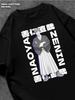 Czarny T‑shirt Naoya Zenin Jujutsu Kaisen Męski T‑shirt Damskie Koszulki z Nadrukiem Liter Krótki Rękaw T‑shirt Casualowa Streetowa Koszulka Top