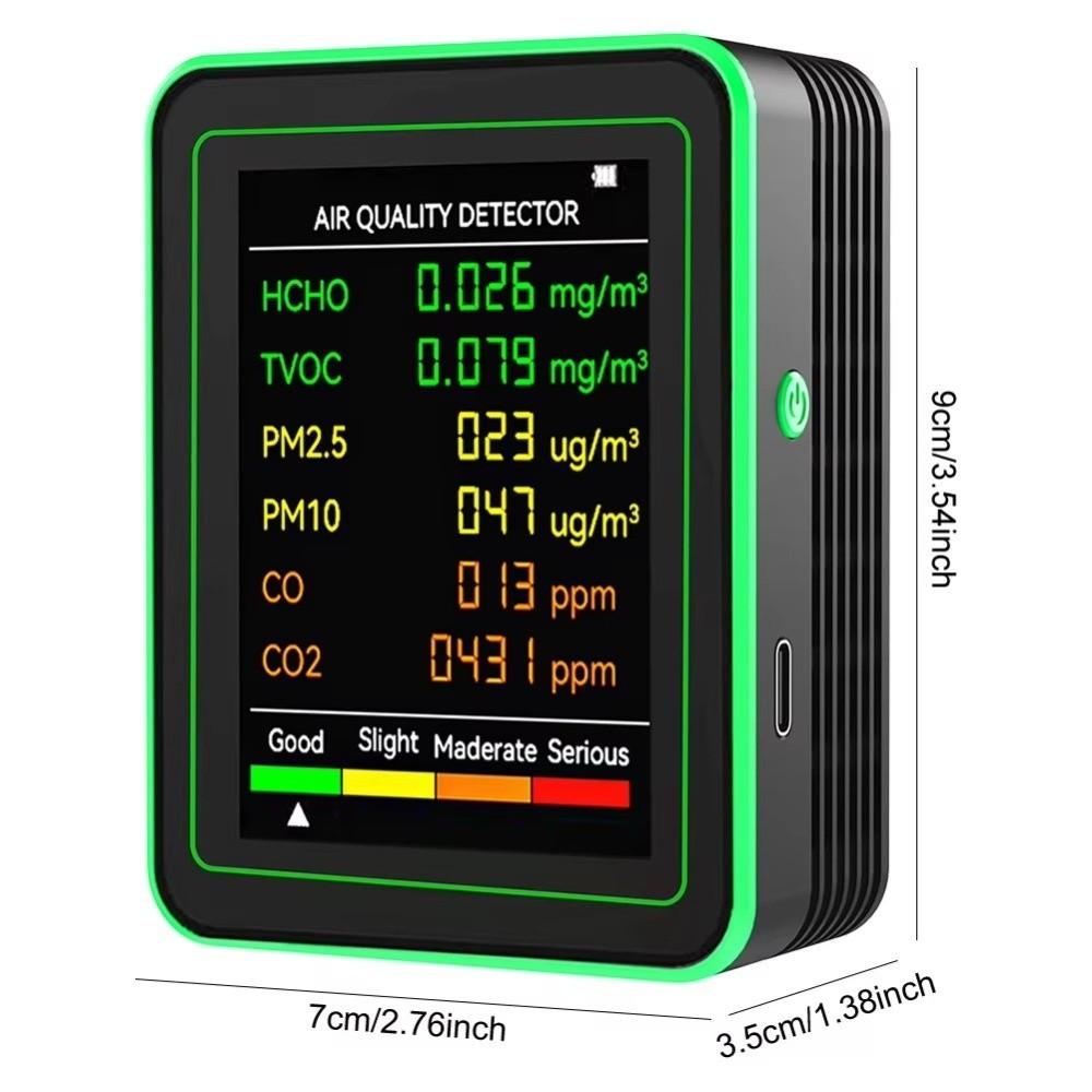 Automatic Display Air Detector 6 in 1 Carbon Dioxide Detector Air Quality Monitor  Travel