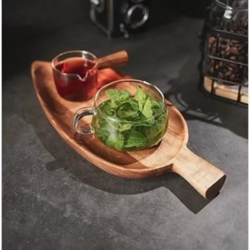 Drink Tray For Serving Food Wooden Tray With Handles Food Serving Trays Coffee Dessert Fruit Snack Breakfast Kitchen Free Ship