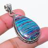 Natural Rainbow Calsilica Gemstone 925 Sterling Silver Pendant 1.85" AP-15589