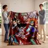 Epic Anime Warriors Group Illustration Flannel Blanket for Bedroom, Living Room, Sofa, and Nap Sofas.