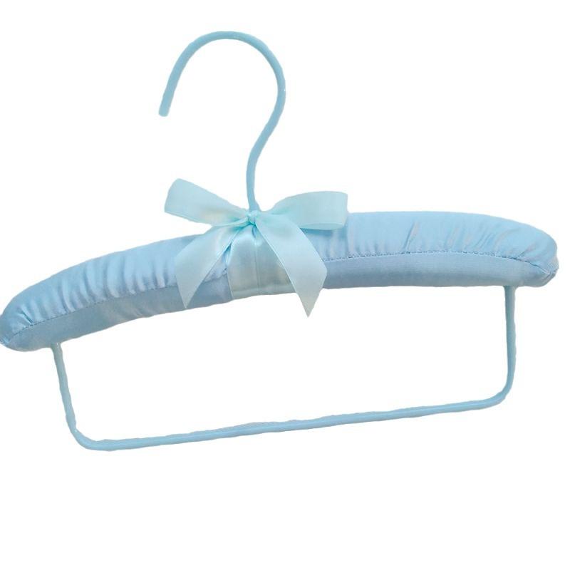 5pcs 25cm Satin Padded Hanger Silk Wrapped Clothes Hanger Clothes Hanging Silver Hook Sponge Hangers Clothes for Children Baby