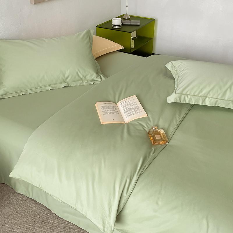 Solid Simple 100% Long-staple Cotton Bedding Set New Soft Skin-friendly Queen Duvet Cover Set with Sheet Quilt Cover Pillowcases