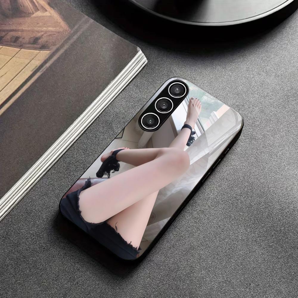 Female Beautiful Legs Sexy PhoneCase Glass PhoneCase for Samsung Galaxy S26 S25 S24 S23 S22 S21 FE,Ultra,Plus Dropresistant
