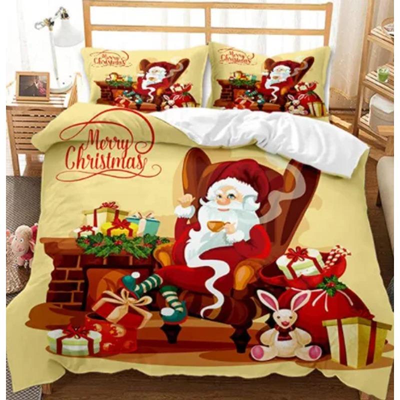 Christmas Duvet Cover Set Snow Cookie Merry Christmas Festival Comforter Cover King Queen Size For Kids Polyester Bedding Set