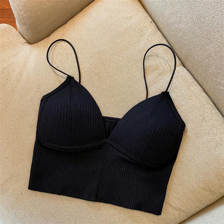 Women's Cross-Strap Backless Camisole with Built-in Pads - Slimming Inner Layer, No Bra Needed