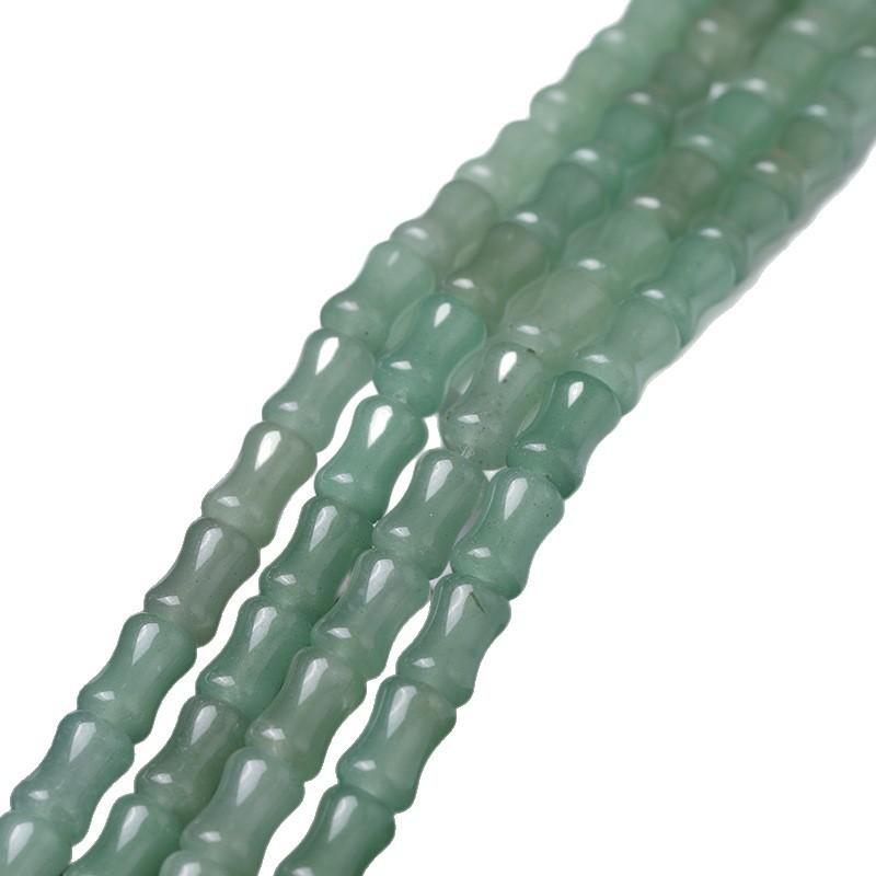 Handmade Semi-finished Long Chain of Dongling Jade Bamboo Beads DIY Bracelet with Chalcedony Spacer Beads and Loose Beads Accessories