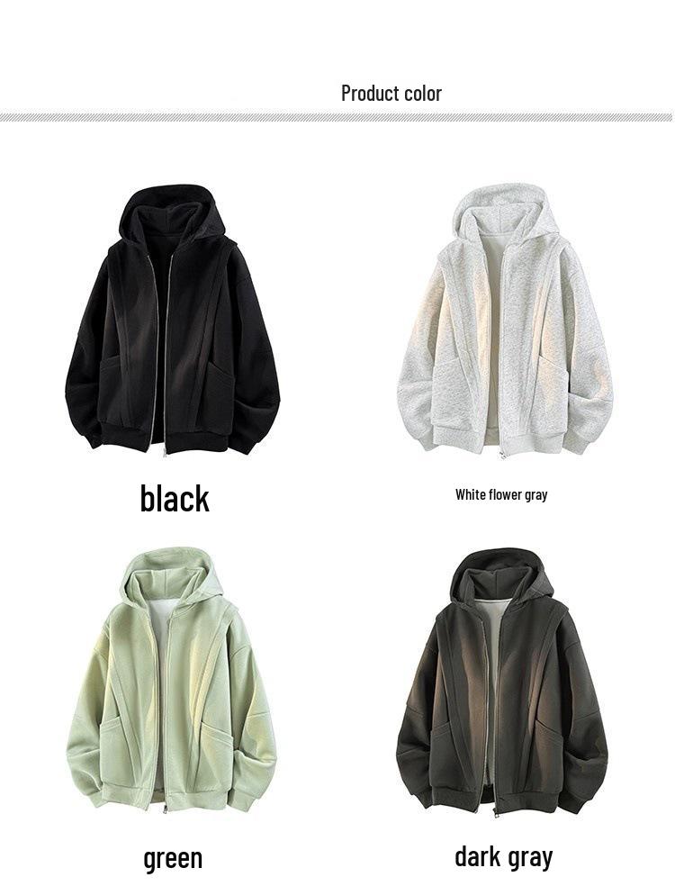 Unisex American-Style Heavy Fleece Hooded Jacket for Autumn/Winter