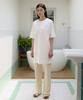 38 Come On Common Half Sleeve Stitch One-Piece (White)