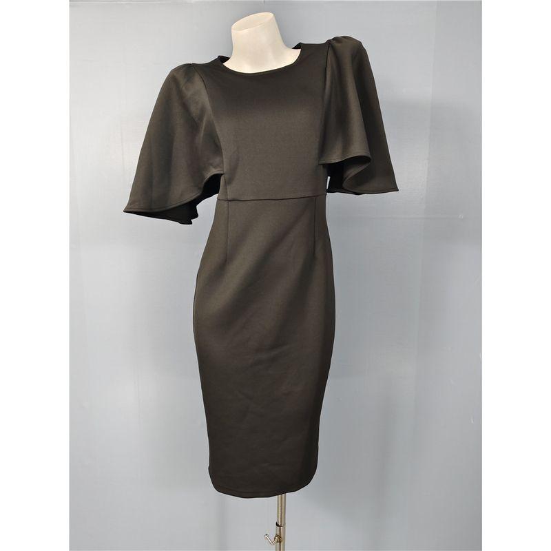 Export Single Temperament Fairy Elegance Shawl Space Cotton Banquet Stylish Tight Waist Sheath Dress Adult Lady Like Woman Midi Dress