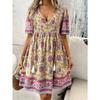 Women's Summer Vacation Printed Short-sleeved Dress