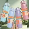 1PC Vintage 1990 Sunset Letter 750ml Color Plastic Sports Water Bottle Leakproof Flip Straw Lid Suitable for Sports Office Home Use