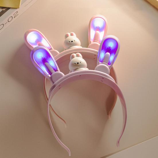 Bunny Ear Headband with Color-Changing Lights Rechargeable Movable Swinging Ears Hairband for Fun And Play Luminous Easy Operation Headdress