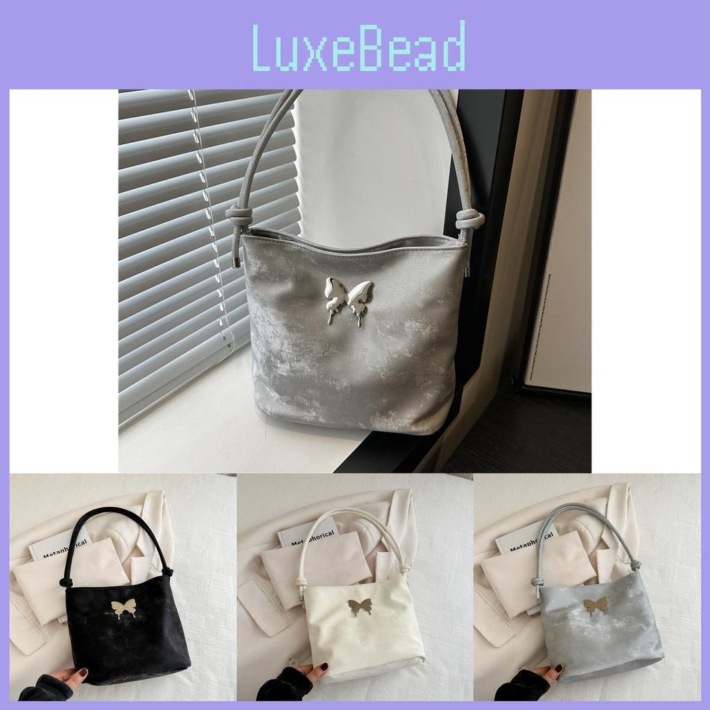 Stylish Large Capacity Women's Bucket Tote Bag With Fashionable Butterfly Design Perfect For Daily Commuting In Black White And Gray Colors