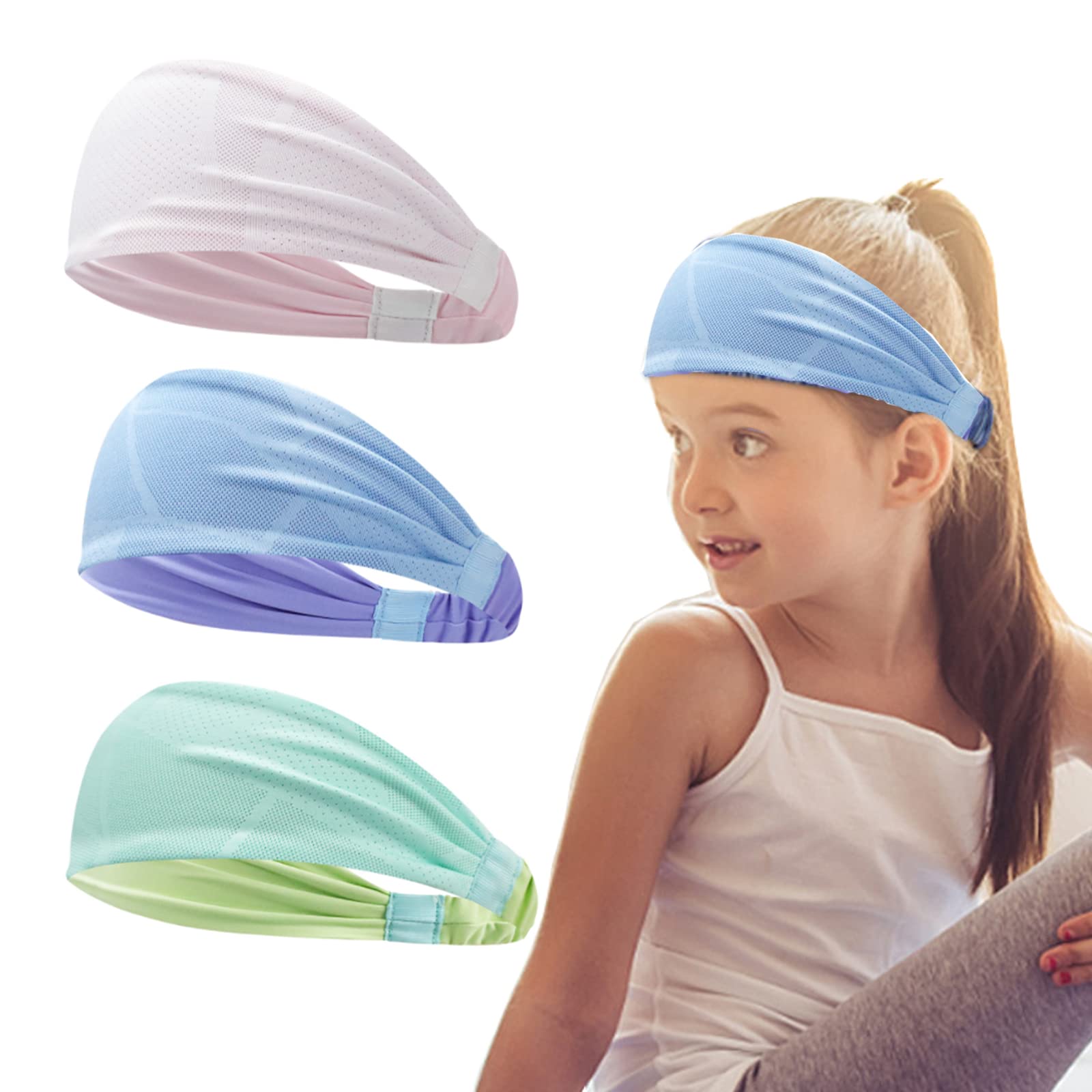 

YaPanda of Hairbands for Girls and Ages Outdoor Sports Soft to the and Unisex for and Other Sports and [Set 3] Kids Headbands, Sweatbands, Boys, 2-7,