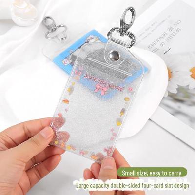 Porte-cartes en PVC pailleté étoile de 7,6 cm: Housse de protection transparente pour cartes d'identité, de campus ou de repas