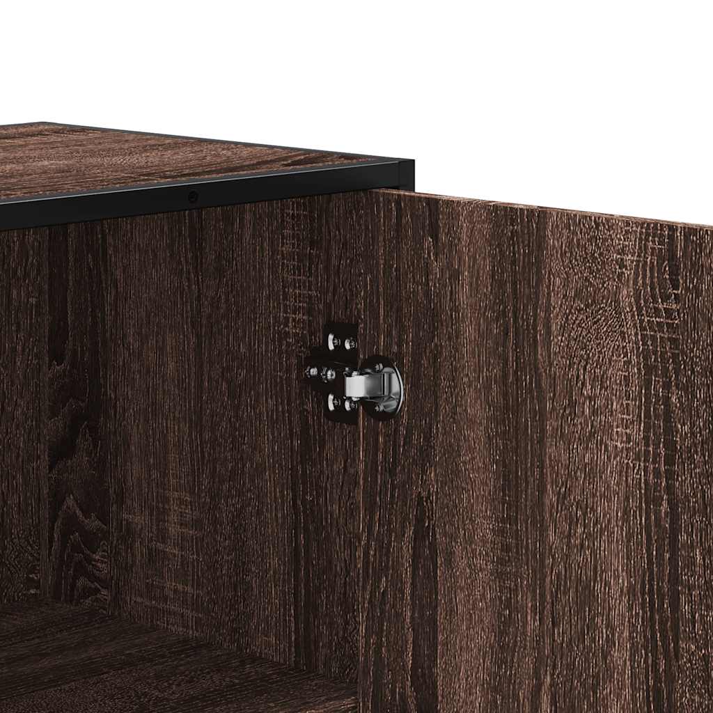 Highboard in Brown Oak Look 35.5 x 35 x 139 cm Particleboard and Metal