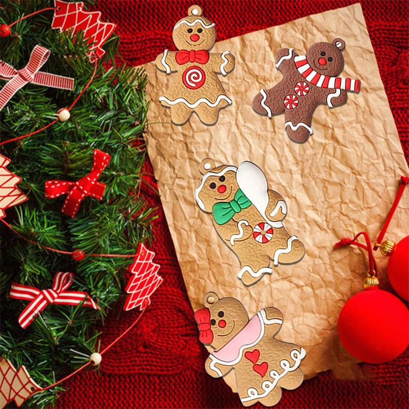 12Pcs Gingerbread Man Christmas Tree Hanging Pendant Xmas Tree Decor Ornament