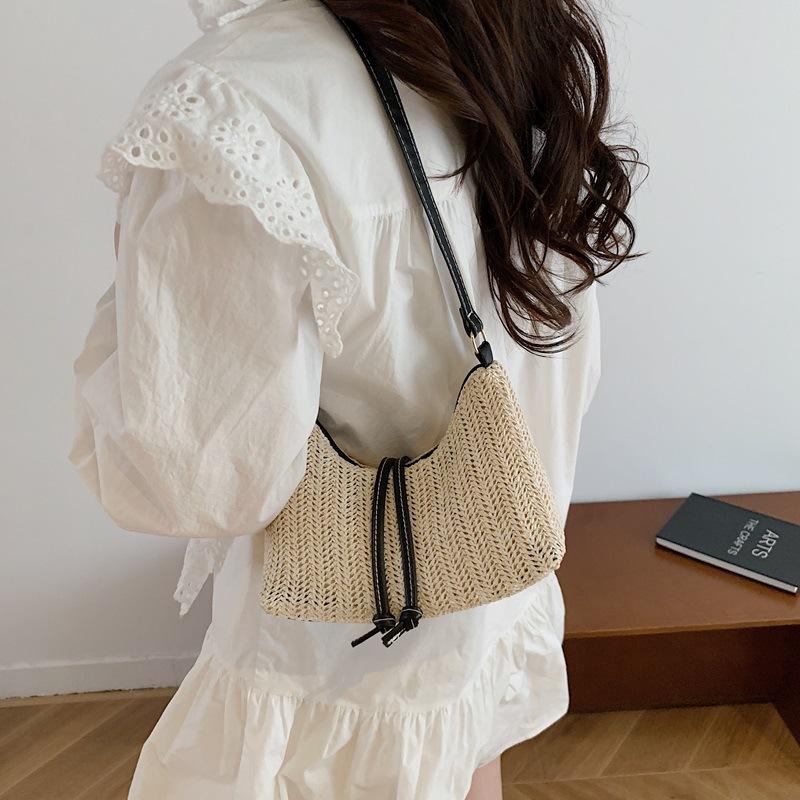 Simple Women Straw Shoulder Underarm Bags Travel Vacati Style Ladies Woven Crossbody Bag Lightweight Female Phe Handbags