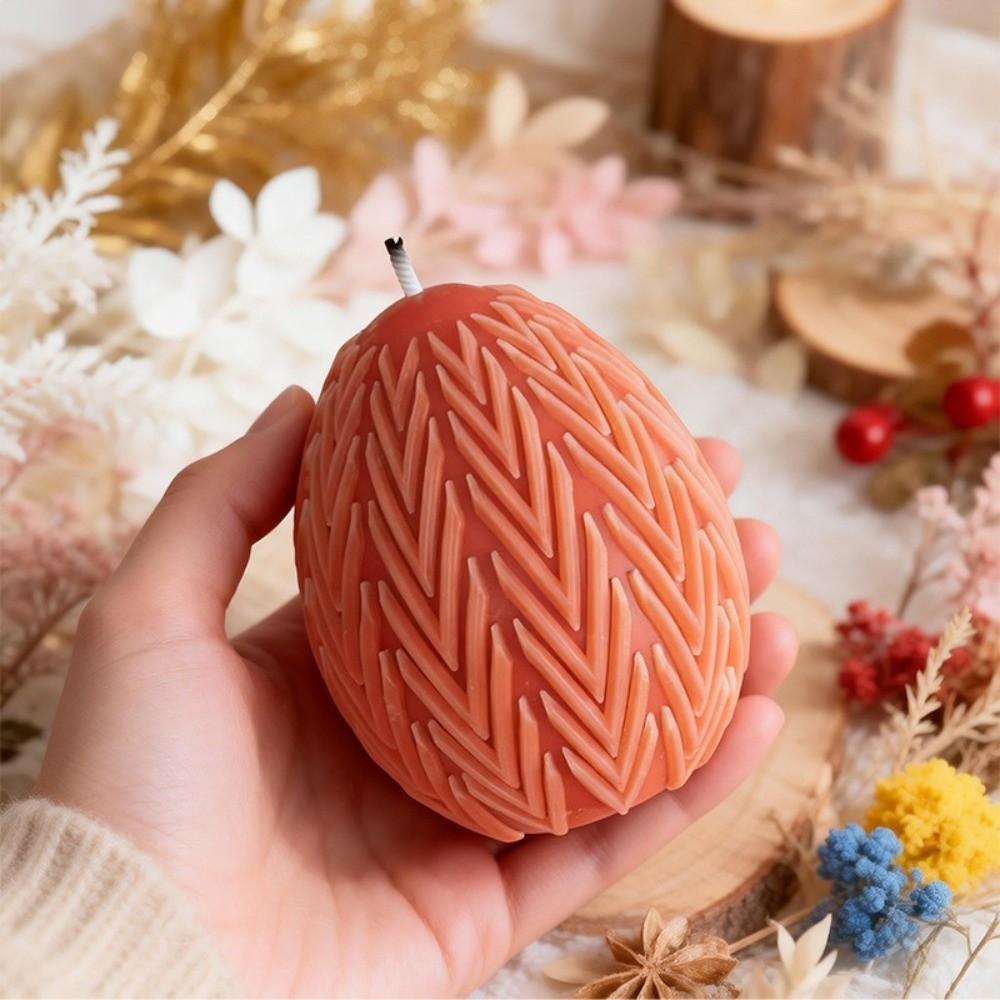 Striped Pattern Easter Geometric Eggs Mold Handmade Craft Heat Resistant Silicone Candle Mold Flexible Non-Stick Cement Mold