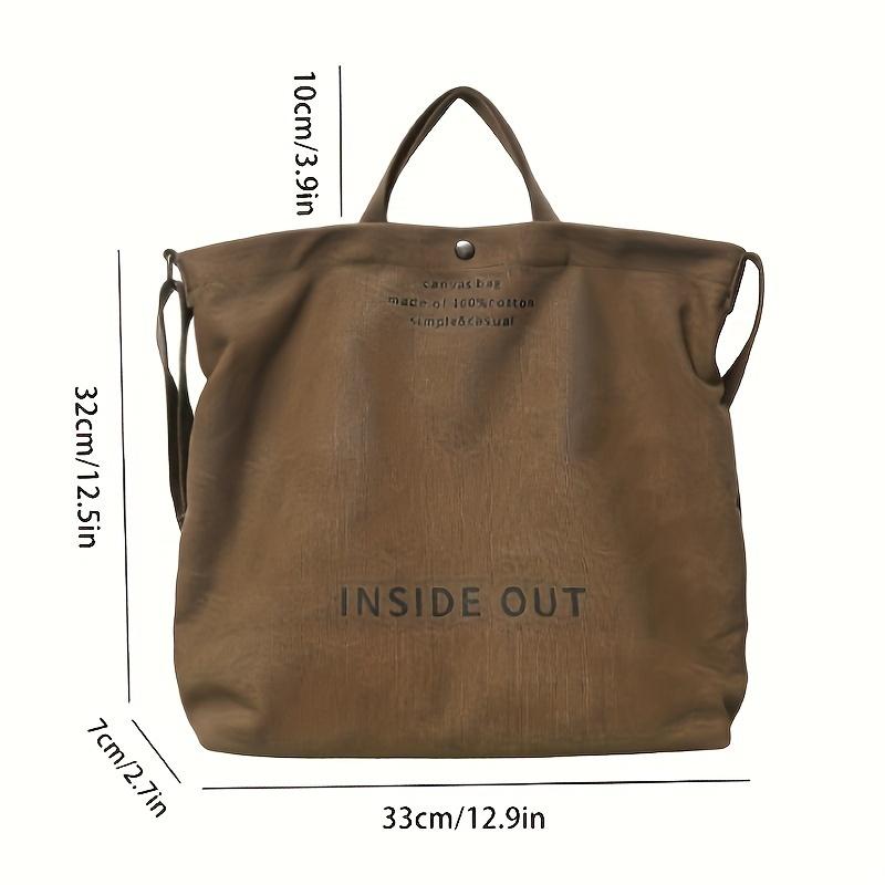 Vintage Letter Print Crossbody Bag, Retro Canvas Shoulder Bag, Women's Casual Handbag & Shopping Bag
