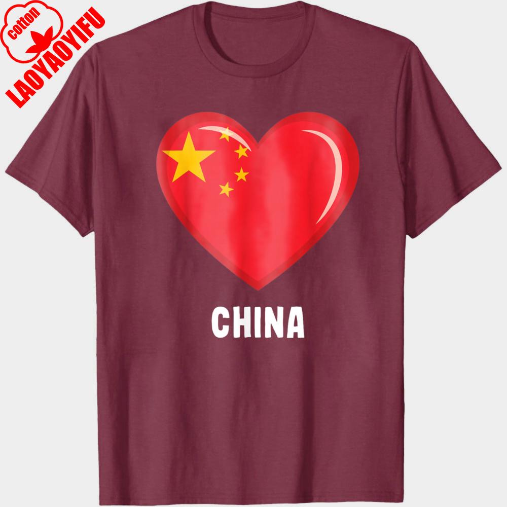 Love China Flag Heart Design Men TShirt Cotton Regular Fit for Casual Unisex Wear and Gifts Apparel Fashion T Shirt