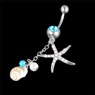 Chirurgischer Stahl Seestern Muschel Körper Nabel Bauchring Knopf Piercing Bar