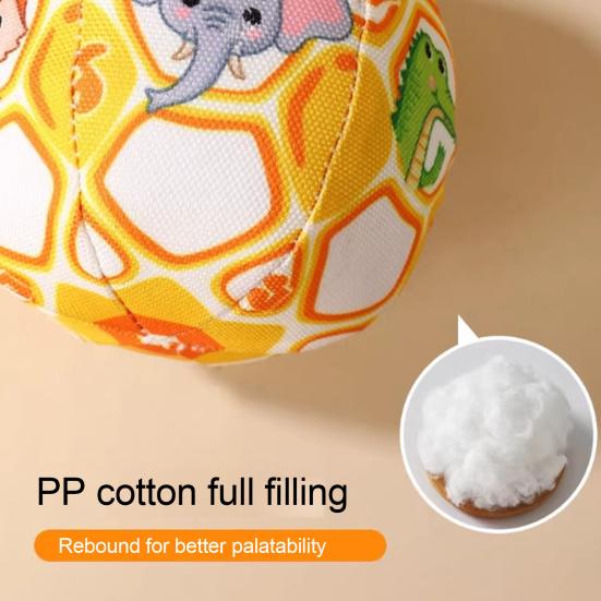 Plush Ball Dog Chew Toy Boredom Stress Relief Bite Resistant Squeaky Cartoon Ball Toy with Cotton Rope Pet Teething Cleaning Toy